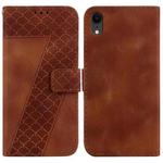 For iPhone XR 7-shaped Embossed Leather Phone Case(Brown)
