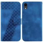 For iPhone XR 7-shaped Embossed Leather Phone Case(Blue)