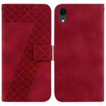 For iPhone XR 7-shaped Embossed Leather Phone Case(Red)