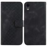 For iPhone XR 7-shaped Embossed Leather Phone Case(Black)