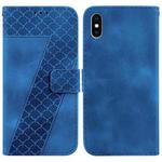 For iPhone XS Max 7-shaped Embossed Leather Phone Case(Blue)