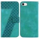For iPhone SE 2022/SE 2020/8/7 7-shaped Embossed Leather Phone Case(Green)