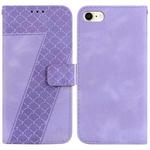 For iPhone SE 2022/SE 2020/8/7 7-shaped Embossed Leather Phone Case(Purple)