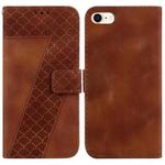 For iPhone SE 2022/SE 2020/8/7 7-shaped Embossed Leather Phone Case(Brown)