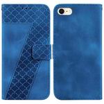 For iPhone SE 2022/SE 2020/8/7 7-shaped Embossed Leather Phone Case(Blue)
