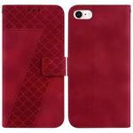 For iPhone SE 2022/SE 2020/8/7 7-shaped Embossed Leather Phone Case(Red)