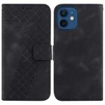 For iPhone 12 mini 7-shaped Embossed Leather Phone Case(Black)
