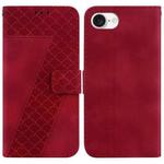 For iPhone SE 2024 7-shaped Embossed Leather Phone Case(Red)