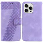 For iPhone 16 Pro Max Seven-shaped Embossed Leather Phone Case(Purple)