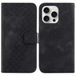 For iPhone 16 Pro Max Seven-shaped Embossed Leather Phone Case(Black)