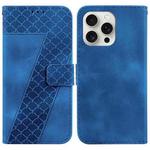 For iPhone 16 Pro Seven-shaped Embossed Leather Phone Case(Blue)