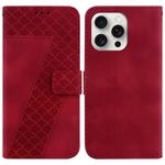 For iPhone 16 Pro Seven-shaped Embossed Leather Phone Case(Red)