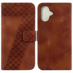 For iPhone 16 Seven-shaped Embossed Leather Phone Case(Brown)