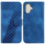 For iPhone 16 Seven-shaped Embossed Leather Phone Case(Blue)