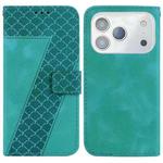 For iPhone 17 Pro Max Seven-shaped Embossed Leather Phone Case(Green)