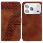 For iPhone 17 Pro Max Seven-shaped Embossed Leather Phone Case(Brown)