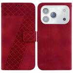 For iPhone 17 Pro Max Seven-shaped Embossed Leather Phone Case(Red)