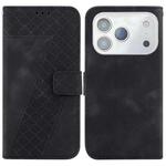 For iPhone 17 Pro Max Seven-shaped Embossed Leather Phone Case(Black)
