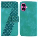 For iPhone 17 Seven-shaped Embossed Leather Phone Case(Green)