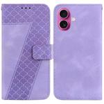 For iPhone 17 Seven-shaped Embossed Leather Phone Case(Purple)