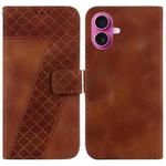For iPhone 17 Seven-shaped Embossed Leather Phone Case(Brown)