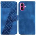 For iPhone 17 Seven-shaped Embossed Leather Phone Case(Blue)