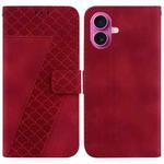 For iPhone 17 Seven-shaped Embossed Leather Phone Case(Red)