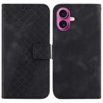For iPhone 17 Seven-shaped Embossed Leather Phone Case(Black)