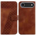For iPhone 17 Air Seven-shaped Embossed Leather Phone Case(Brown)