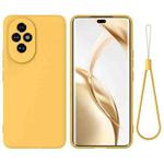 For Honor 200 Pure Color Liquid Silicone Shockproof Phone Case(Yellow)