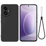 For Honor 300 Pure Color Liquid Silicone Shockproof Phone Case(Black)