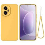 For Honor 300 Pure Color Liquid Silicone Shockproof Phone Case(Yellow)