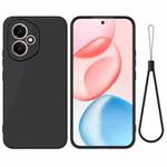 For Honor 400 Global 156.5mm Solid Color Liquid Silicone Dropproof Full Coverage Phone Case(Black)