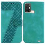 For ZTE Blade A52 7-shaped Embossed Leather Phone Case(Green)