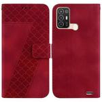For ZTE Blade A52 7-shaped Embossed Leather Phone Case(Red)