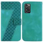 For ZTE Blade A72/V40 Vita 7-shaped Embossed Leather Phone Case(Green)
