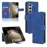For Samsung Galaxy Z Fold5 Skin Feel Magnetic Flip Leather Phone Case(Blue)
