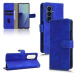 For Samsung Galaxy Z Fold7 5G Skin Feel Magnetic Flip Leather Phone Case(Blue)