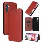 For Samsung Galaxy M34 5G Carbon Fiber Texture Flip Leather Phone Case(Brown)