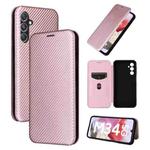 For Samsung Galaxy M34 5G Carbon Fiber Texture Flip Leather Phone Case(Pink)