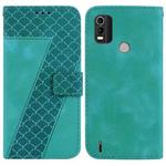 For Nokia C21 Plus 7-shaped Embossed Leather Phone Case(Green)