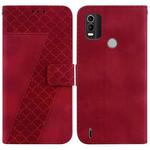 For Nokia C21 Plus 7-shaped Embossed Leather Phone Case(Red)