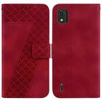 For Nokia C2 2nd Edition 7-shaped Embossed Leather Phone Case(Red)