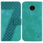 For Nokia C20/C10 7-shaped Embossed Leather Phone Case(Green)