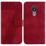 For Nokia C21 7-shaped Embossed Leather Phone Case(Red)