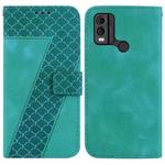 For Nokia C22 7-shaped Embossed Leather Phone Case(Green)