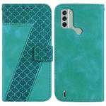 For Nokia C31 7-shaped Embossed Leather Phone Case(Green)