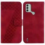 For Nokia C31 7-shaped Embossed Leather Phone Case(Red)