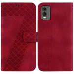 For Nokia C32 7-shaped Embossed Leather Phone Case(Red)
