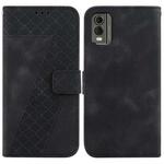 For Nokia C32 7-shaped Embossed Leather Phone Case(Black)